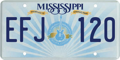 MS license plate EFJ120