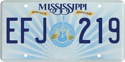 MS license plate EFJ219