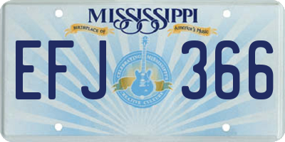 MS license plate EFJ366