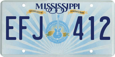 MS license plate EFJ412