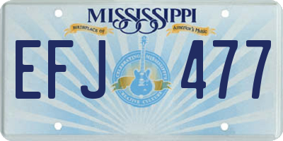 MS license plate EFJ477