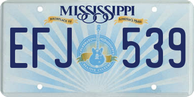 MS license plate EFJ539