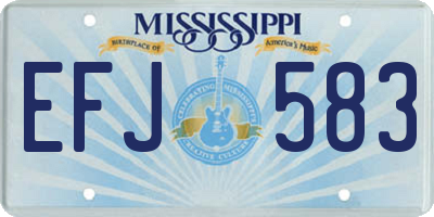 MS license plate EFJ583