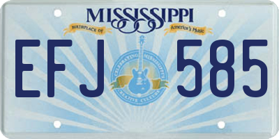 MS license plate EFJ585