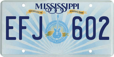 MS license plate EFJ602