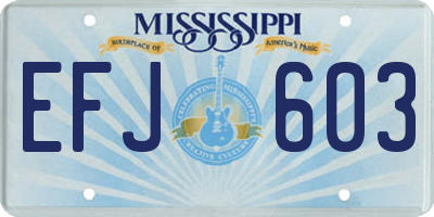 MS license plate EFJ603