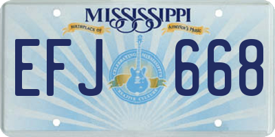 MS license plate EFJ668