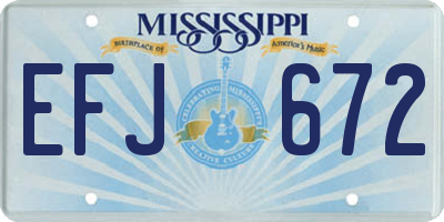 MS license plate EFJ672