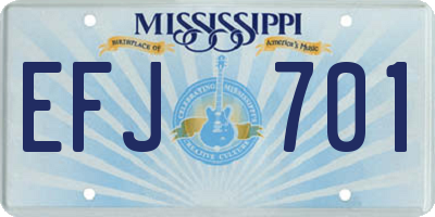 MS license plate EFJ701
