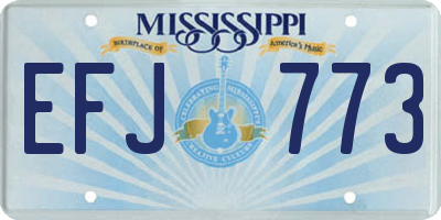 MS license plate EFJ773