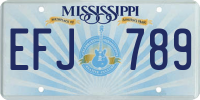 MS license plate EFJ789