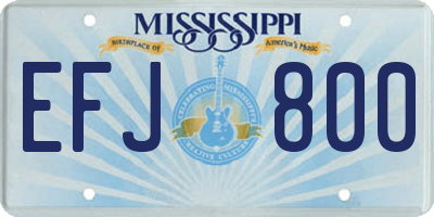 MS license plate EFJ800