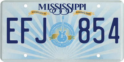 MS license plate EFJ854