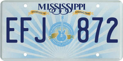 MS license plate EFJ872