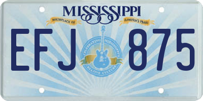 MS license plate EFJ875