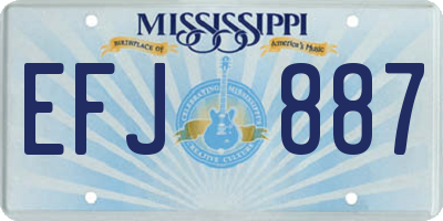 MS license plate EFJ887