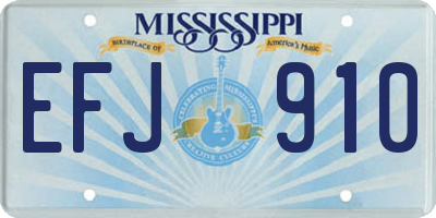 MS license plate EFJ910