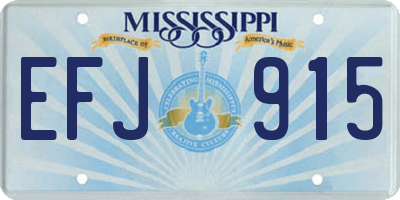 MS license plate EFJ915