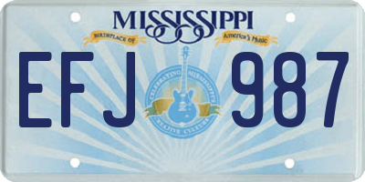 MS license plate EFJ987
