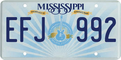 MS license plate EFJ992