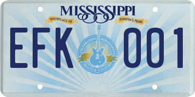 MS license plate EFK001