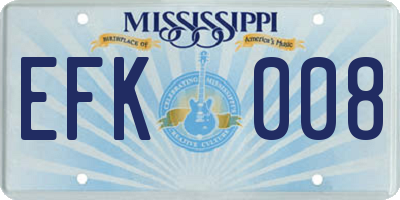 MS license plate EFK008