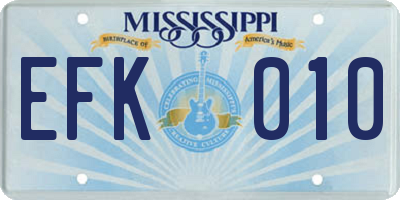 MS license plate EFK010