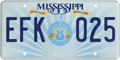 MS license plate EFK025