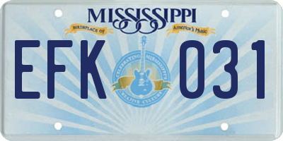MS license plate EFK031