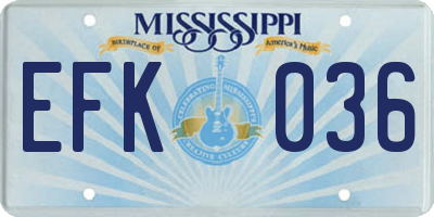MS license plate EFK036