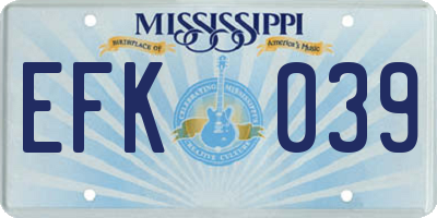 MS license plate EFK039