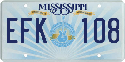 MS license plate EFK108