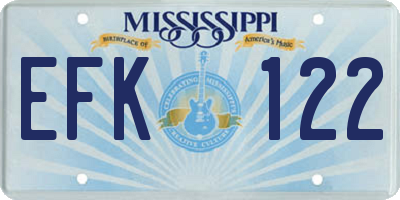 MS license plate EFK122