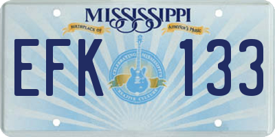 MS license plate EFK133