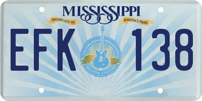 MS license plate EFK138