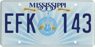 MS license plate EFK143