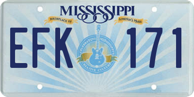 MS license plate EFK171