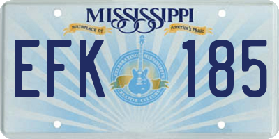 MS license plate EFK185
