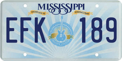 MS license plate EFK189