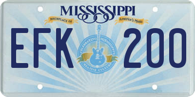 MS license plate EFK200