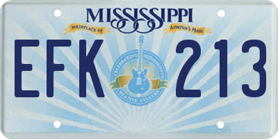 MS license plate EFK213