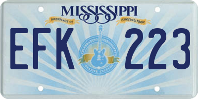 MS license plate EFK223