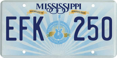 MS license plate EFK250