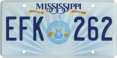 MS license plate EFK262