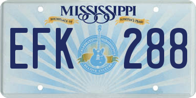 MS license plate EFK288