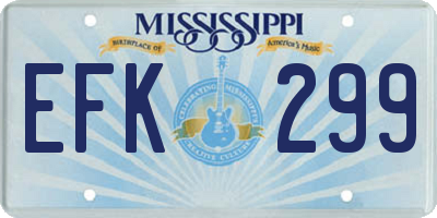 MS license plate EFK299