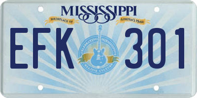 MS license plate EFK301