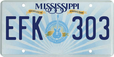 MS license plate EFK303