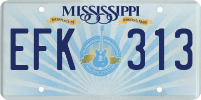 MS license plate EFK313