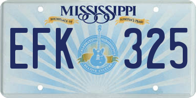 MS license plate EFK325